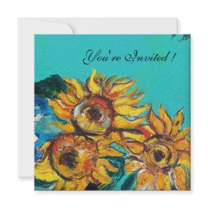 SUNFLOWERS ,BLUE TURQUOISE SUMMER PARTY