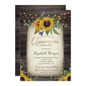 Sunflowers Brown Wood Quinceañera Birthday
