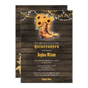 Sunflowers Cowboy Boots Barn Wood Quinceañera