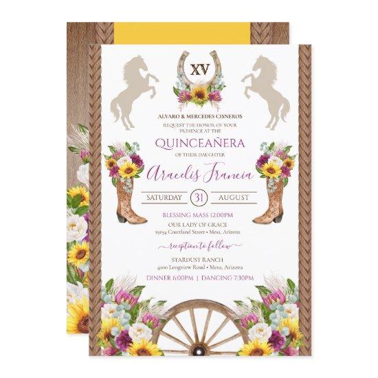 Sunflowers Floral Rustic Charro Quinceanera