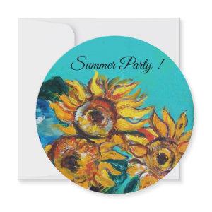SUNFLOWERS IN BLUE TURQUOISE SUMMER PARTY INVITE