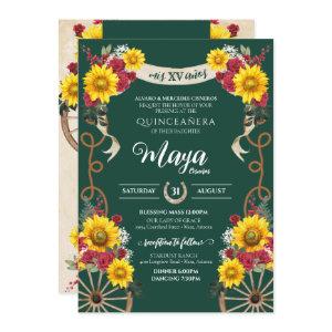 Sunflowers Red Rose Emerald Charro Quinceanera