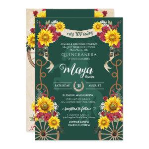 Sunflowers Red Rose Emerald Charro Quinceanera
