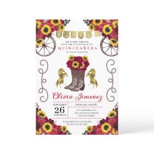 Sunflowers Red Roses Cowgirl Boots Quinceanera