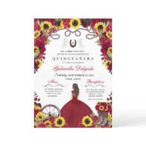 Sunflowers Red Roses Cowgirl Western Quinceanera