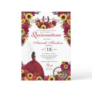 Sunflowers Red Roses Cowgirl Western Quinceanera