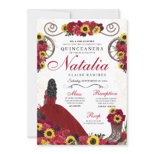 Sunflowers Red Roses Cowgirl Western Quinceanera