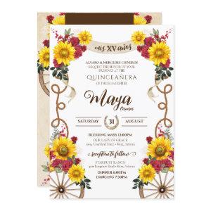 Sunflowers & Red Roses Rustic Charro Quinceanera
