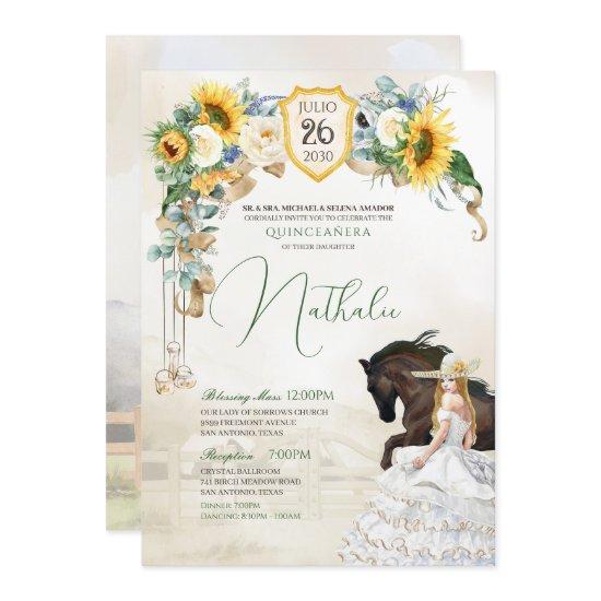 Sunflowers & White Rose Western Charra Quinceanera