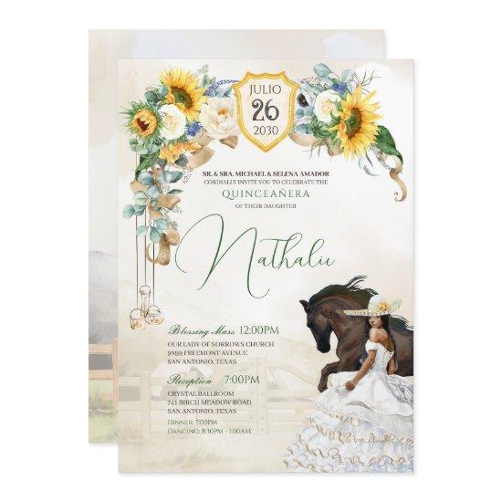 Sunflowers White Roses Western Charro Quinceanera