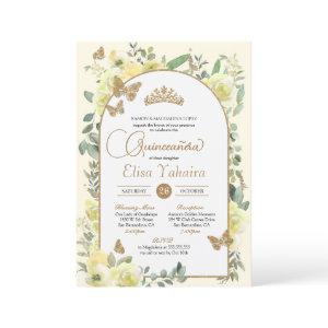 Sunny Yellow Gold Butterfly Watercolor Quinceañera