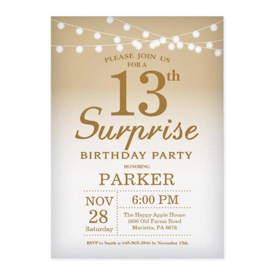 Surprise 13th Birthday  Gold