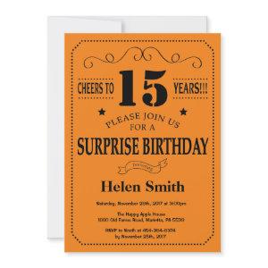 Surprise 15th Birthday Black and Orange