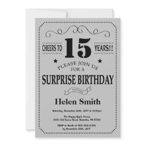 Surprise 15th Birthday Black and Silver Gray