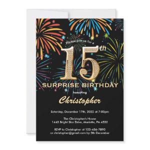 Surprise 15th Birthday Black Gold Rainbow Firework