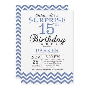Surprise 15th Birthday Blue Chevron