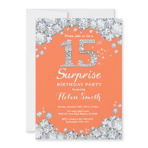 Surprise 15th Birthday Coral and Silver Diamond
