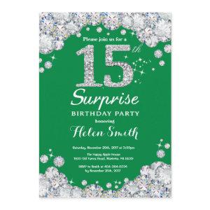 Surprise 15th Birthday Green and Silver Diamond