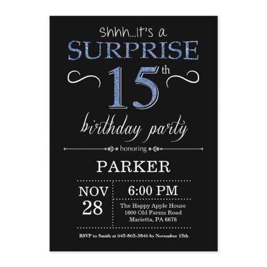 Surprise 15th Birthday  Black and Blue