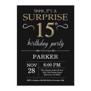 Surprise 15th Birthday  Black and Gold
