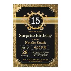 Surprise 15th Birthday  Black and Gold