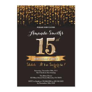 Surprise 15th Birthday  Black and Gold