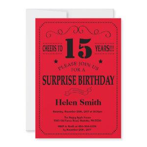 Surprise 15th Birthday  Black and Red