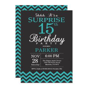 Surprise 15th Birthday  Black and Teal