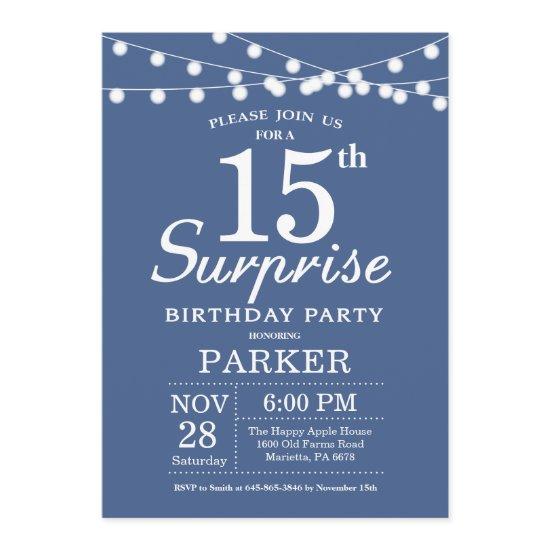 Surprise 15th Birthday  Blue