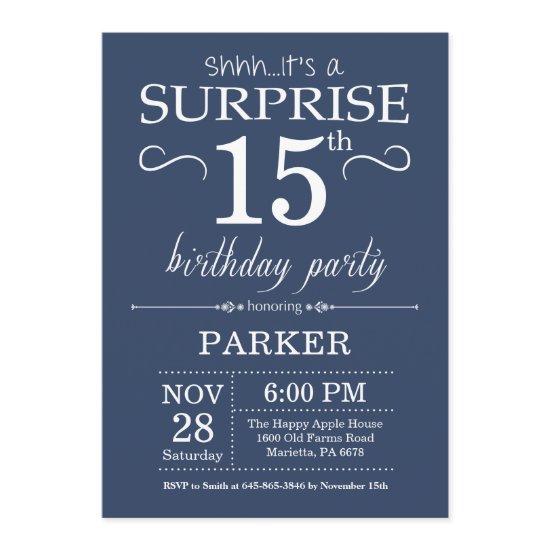 Surprise 15th Birthday  Blue