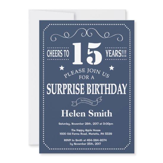 Surprise 15th Birthday  Blue and White