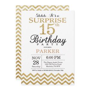 Surprise 15th Birthday  Gold Glitter