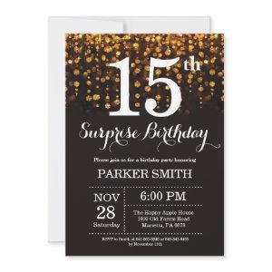 Surprise 15th Birthday  Gold Glitter