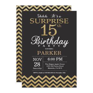 Surprise 15th Birthday  Gold Glitter