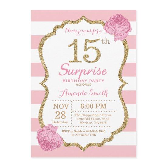 Surprise 15th Birthday  Pink and Gold