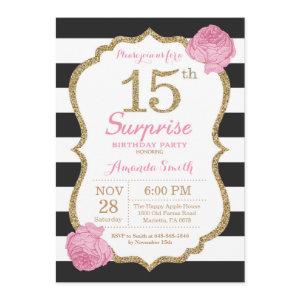 Surprise 15th Birthday  Pink Black Gold