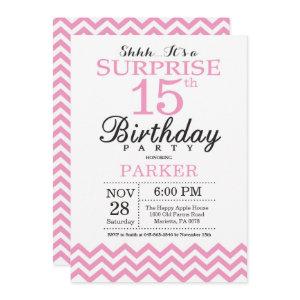 Surprise 15th Birthday  Pink Chevron