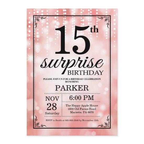 Surprise 15th Birthday  Pink Glitter