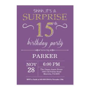 Surprise 15th Birthday  Purple and Gold