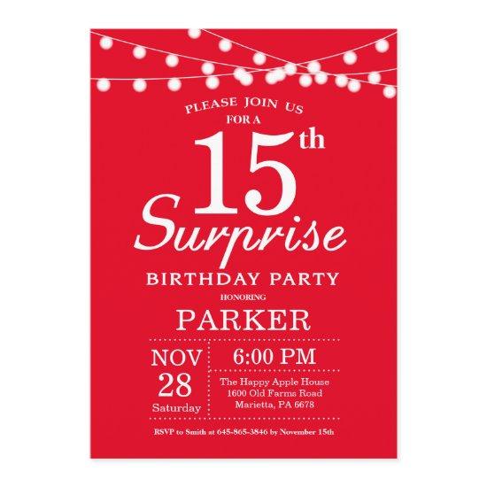 Surprise 15th Birthday  Red