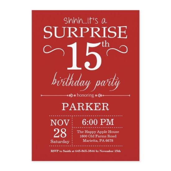 Surprise 15th Birthday  Red