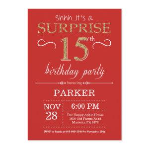 Surprise 15th Birthday  Red and Gold