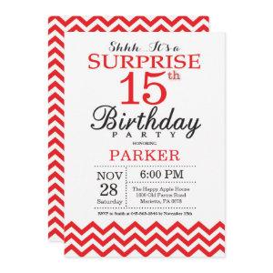Surprise 15th Birthday  Red Chevron
