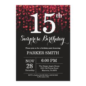Surprise 15th Birthday  Red Glitter