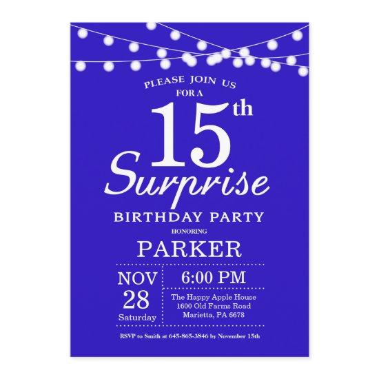 Surprise 15th Birthday  Royal Blue
