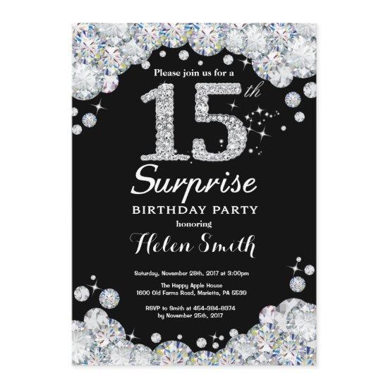 Surprise 15th Birthday  Silver Diamond