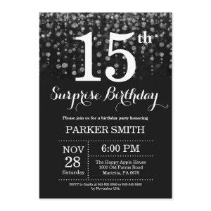 Surprise 15th Birthday  Silver Glitter