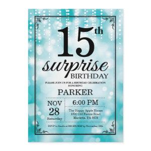 Surprise 15th Birthday  Teal Glitter