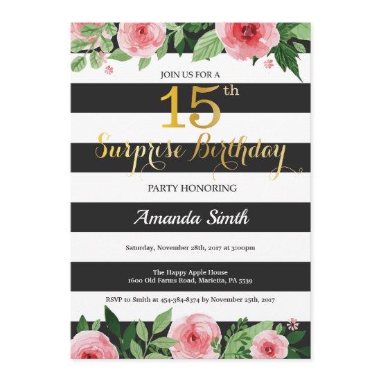 Surprise 15th Birthday  Teen Floral