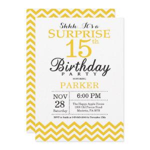 Surprise 15th Birthday  Yellow Chevron
